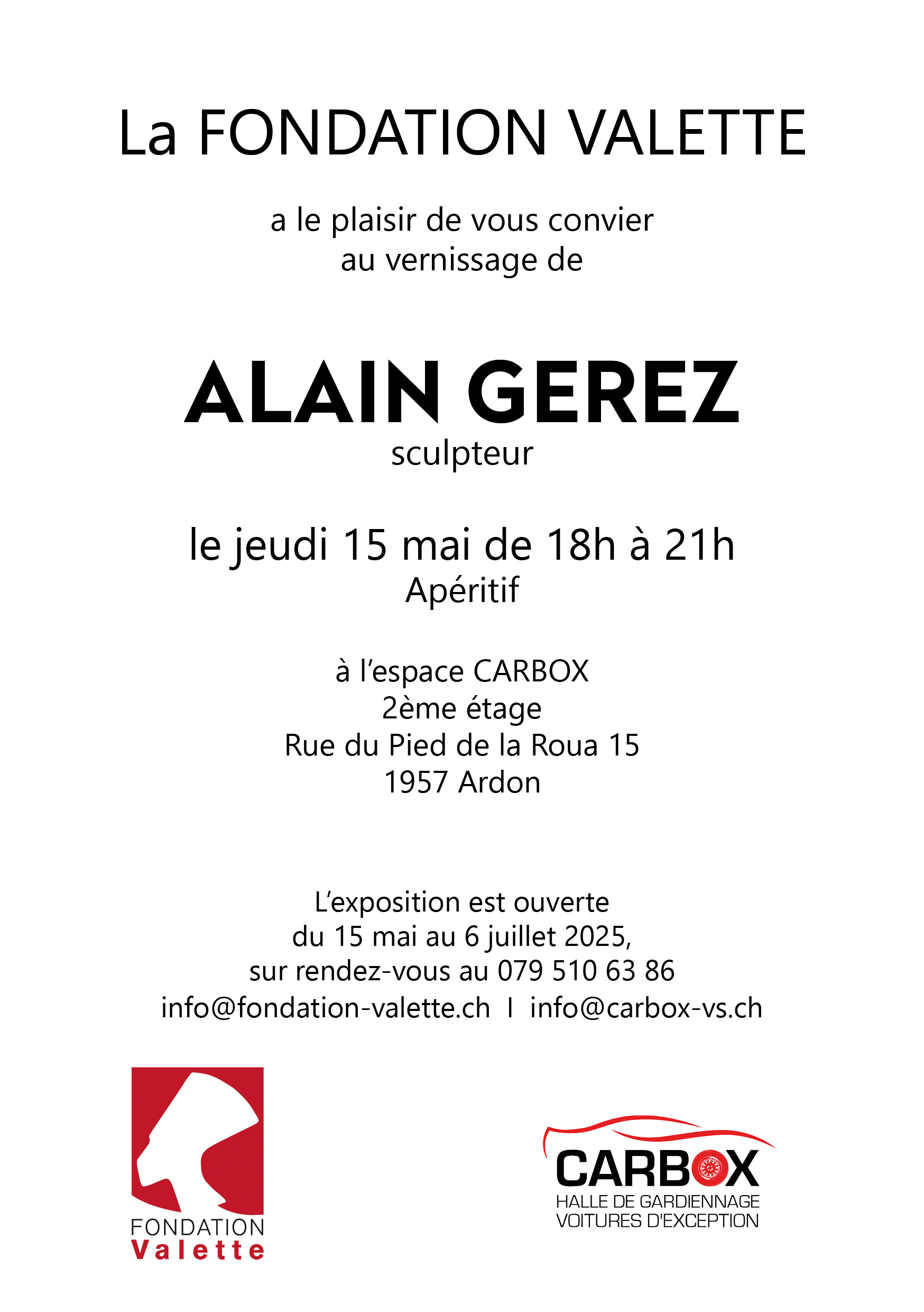 Carbox & Fondation Valette_invitation Alain GEREZ 15.05.25